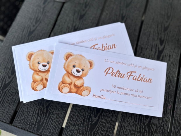 Plicuri bani botez cu ursuleț personalizate nume și mesaj tematică botez băiețel/fetiță