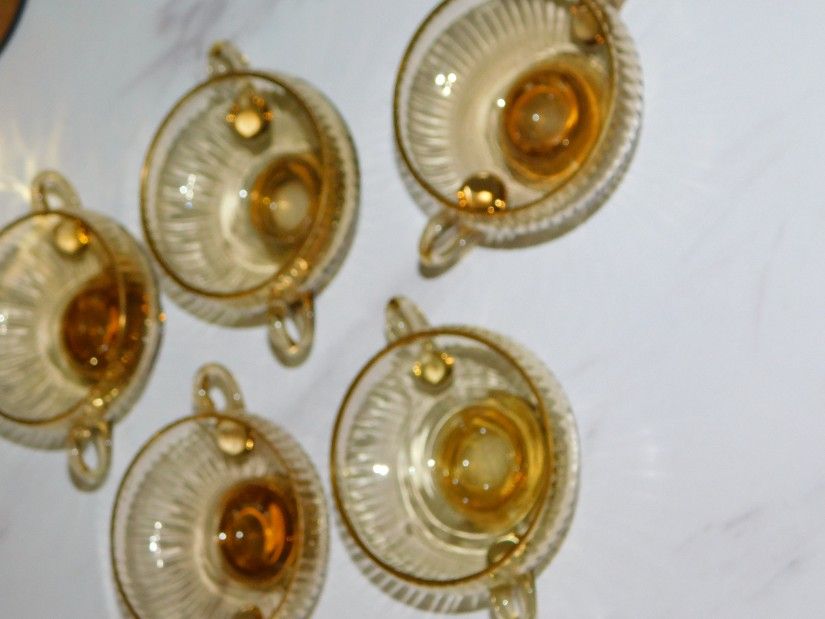 Cristal MOSER, Cehoslovacia, 5  boluri  mini  provenind    din 1928  din familia  strabunicilor