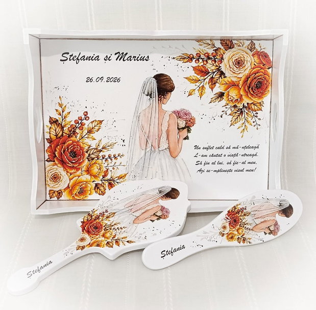 Tavita/set pentru mireasa cu flori de toamnă