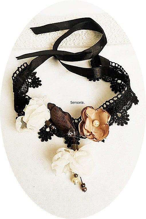 chocker romantic dantelat floral