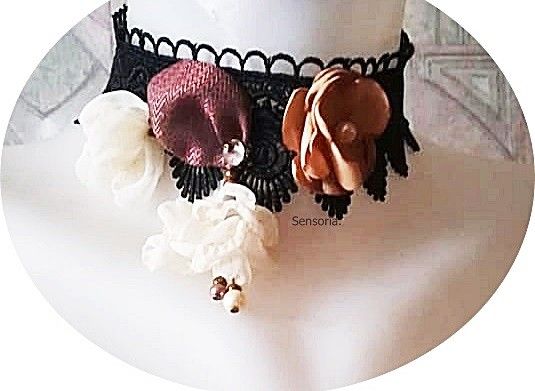 chocker romantic dantelat floral