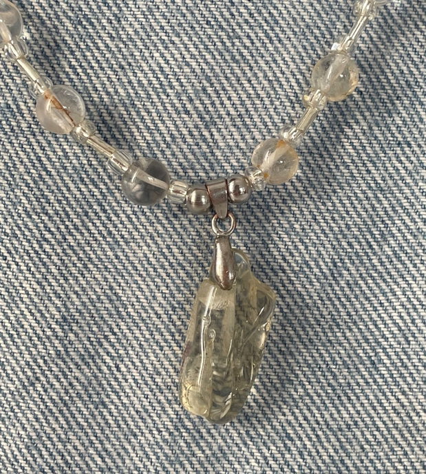 Colier handmade cuart fumuriu