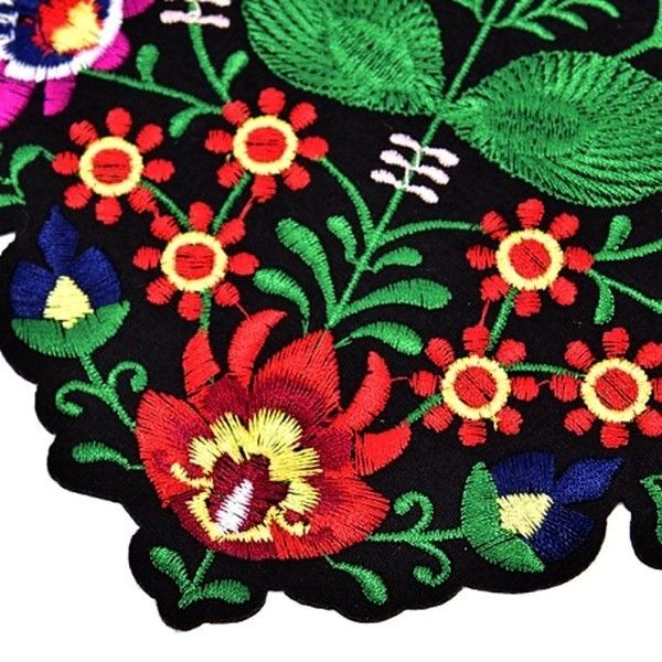 KT0020 - Aplicatie broderie textila termoadeziva, inima flori, 21x19mm