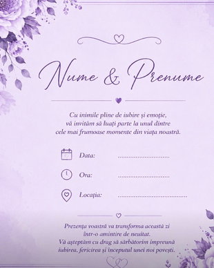 Invitație Nuntă culoare Mov