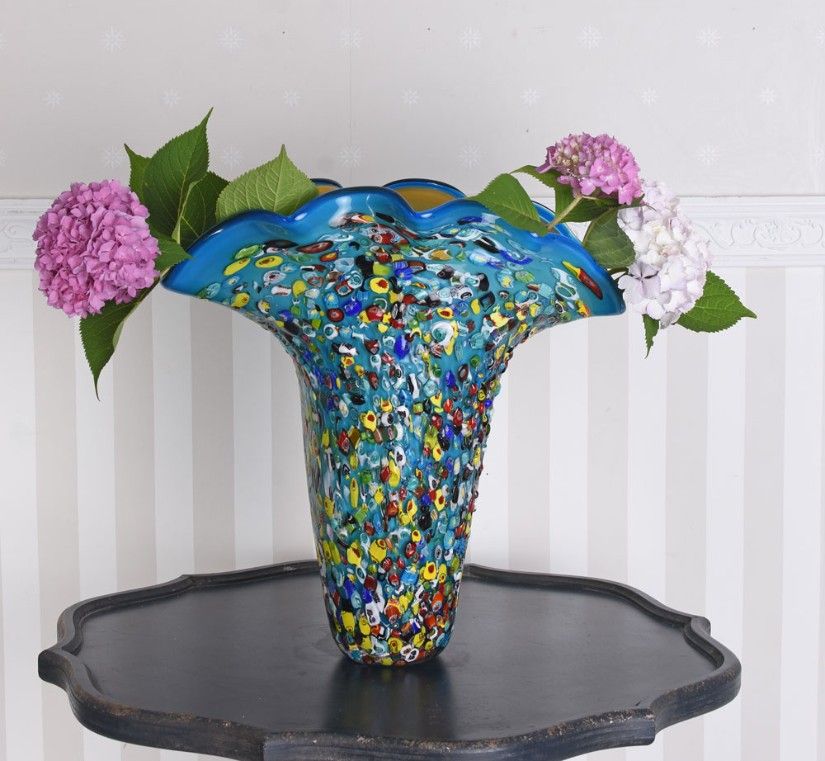 Vaza de sticla multicolora Murano Millefiori