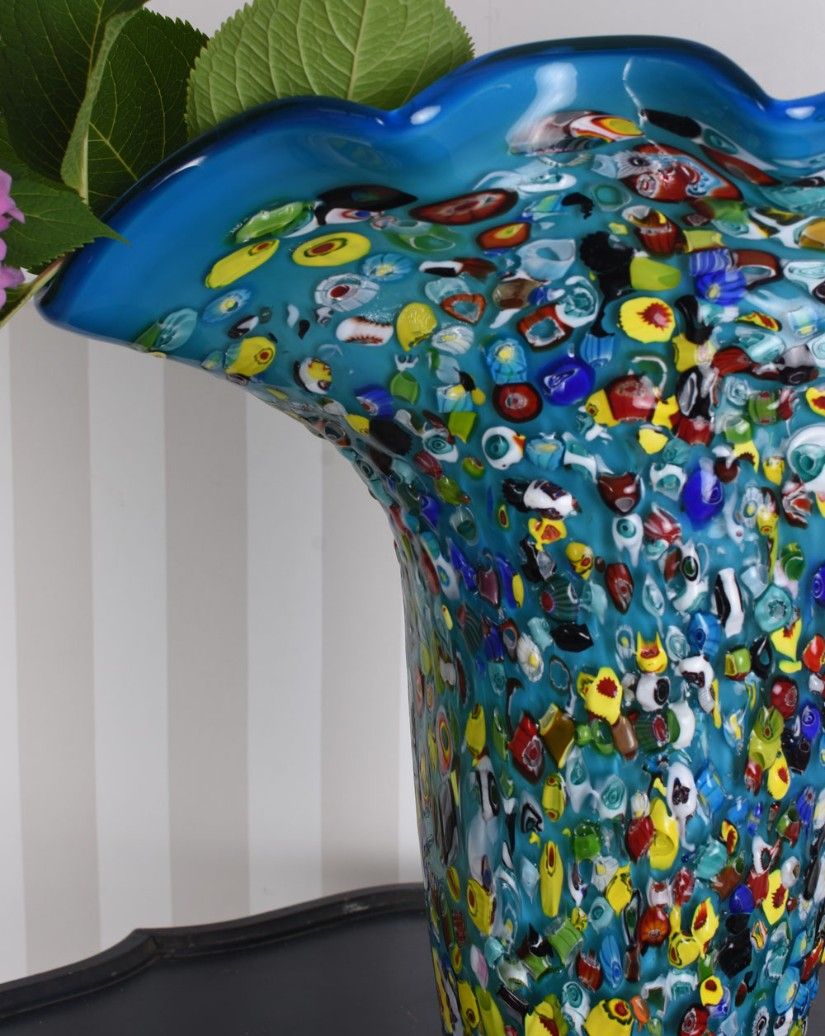 Vaza de sticla multicolora Murano Millefiori