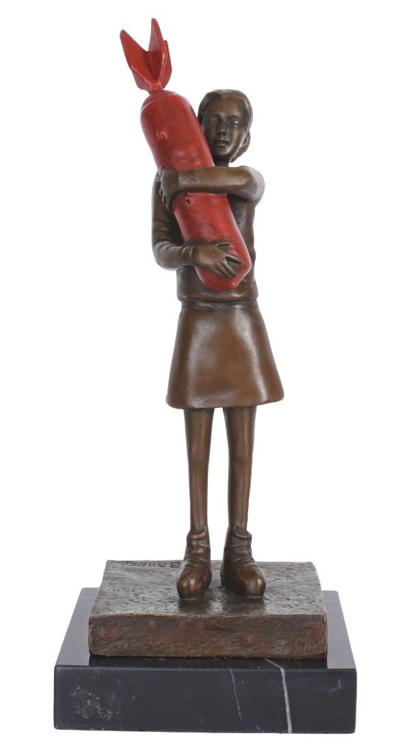 Rocket Girl-statueta din bronz cu soclu din marmura