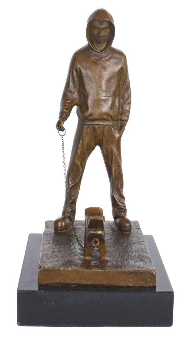 Street Thug-statueta din bronz cu soclu din marmura