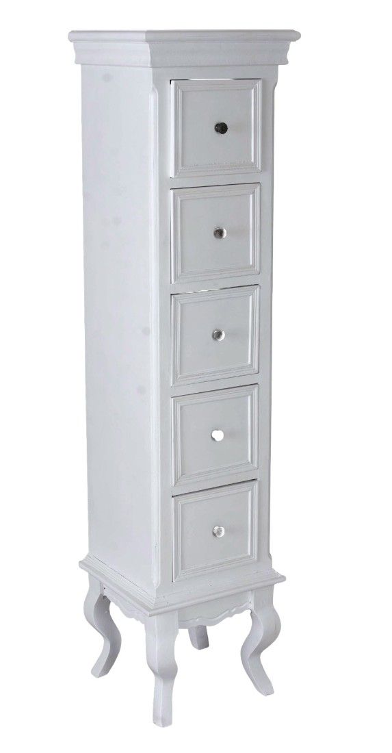 Comoda turn Shabby Chic din lemn masiv alb