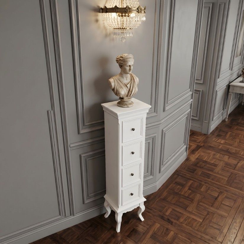 Comoda turn Shabby Chic din lemn masiv alb
