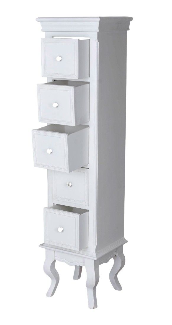 Comoda turn Shabby Chic din lemn masiv alb