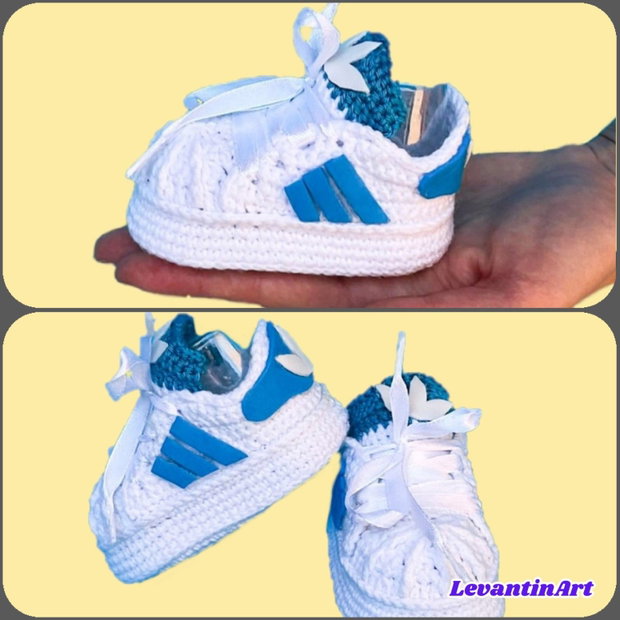 Botosei bebe crosetati tip adidasi | model unisex | handmade | 0-6 luni