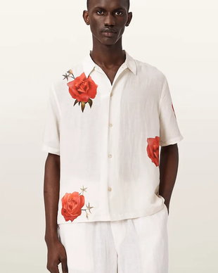 AllSaints cămașă pentru bărbați, din in FLEUR