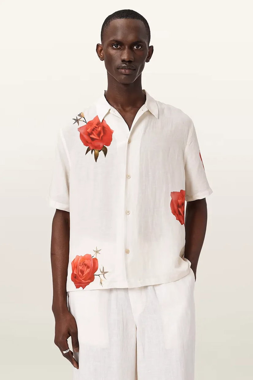 AllSaints cămașă pentru bărbați, din in FLEUR