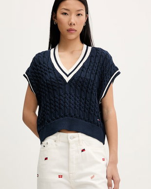 Tommy Jeans vestă pentru femei, din bumbac