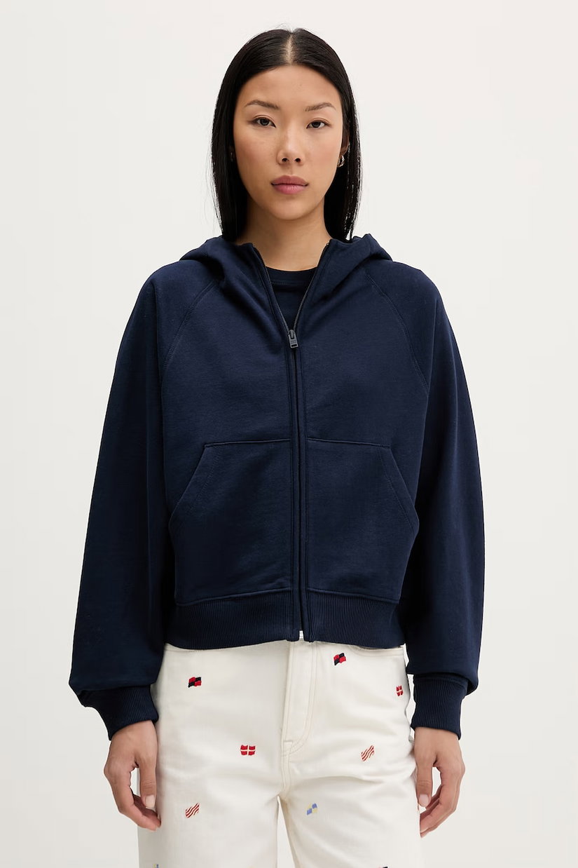 Tommy Jeans hanorac cu fermoar pentru femei, din bumbac