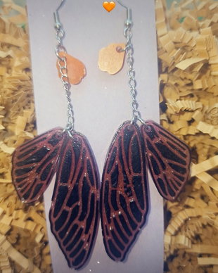 Cercei Handmade "Wings of Mystery"  Aripi de Libelulă/Cicadă, Stil Gotic-Elegant