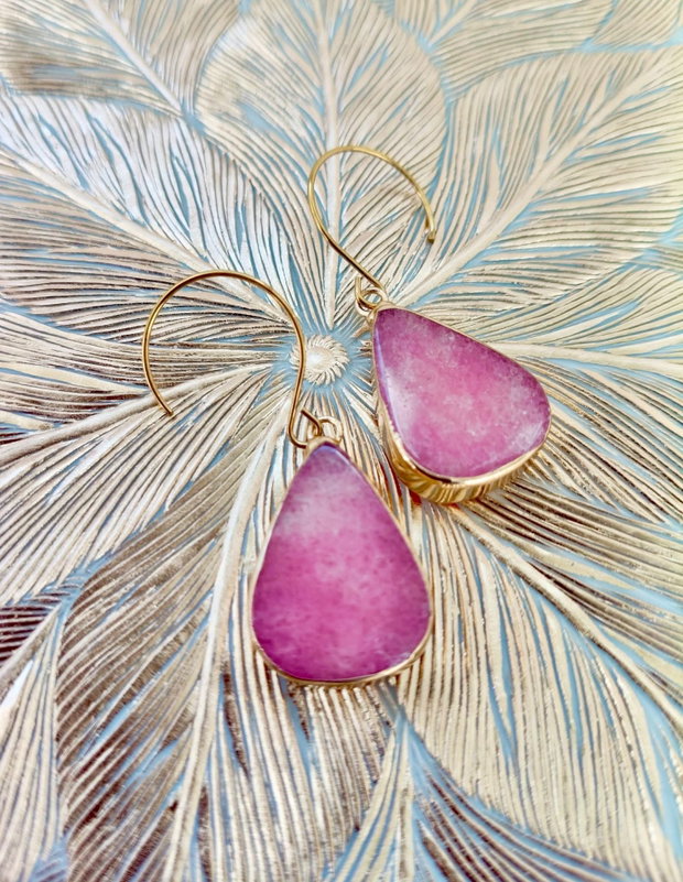 Colier agate roz & pandantiv druzy