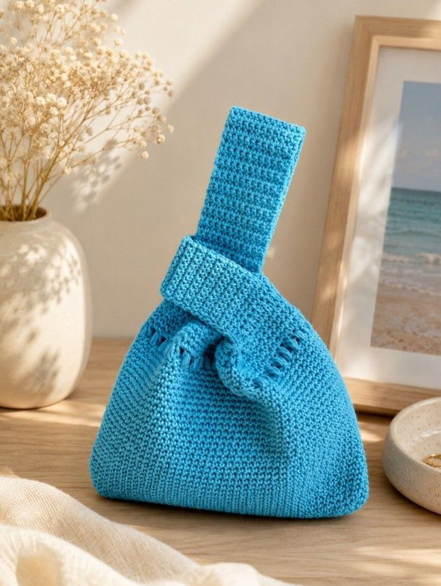 Crocheted Jappanese knot sack