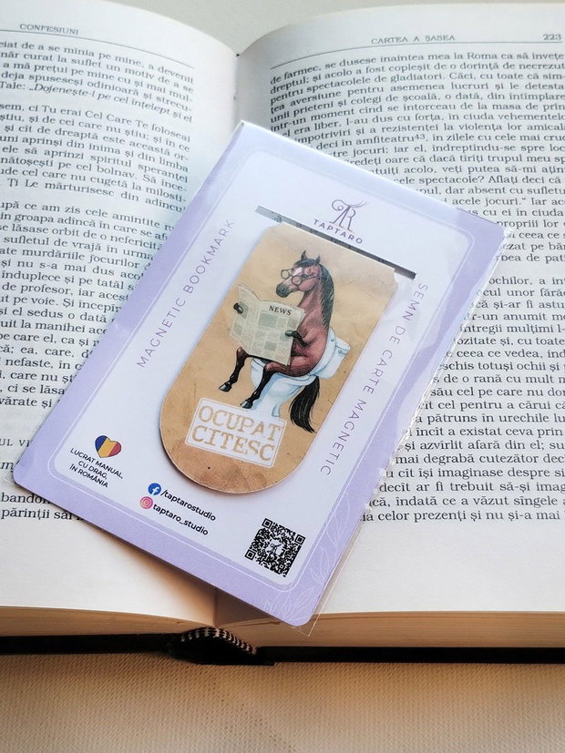 Semn de carte magnetic "Ocupat. Citesc" - Cal la toaleta