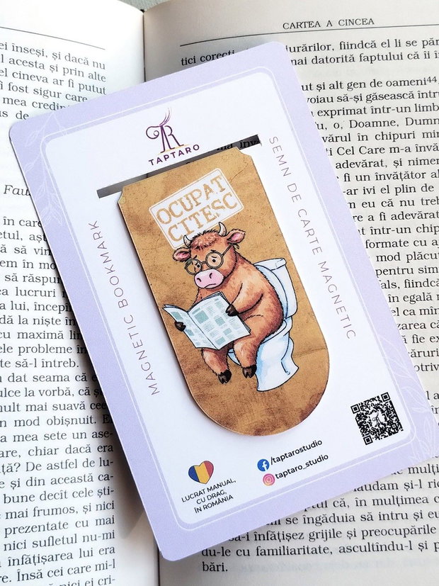 Semn de carte magnetic "Ocupat. Citesc" - Vacuta la toaleta