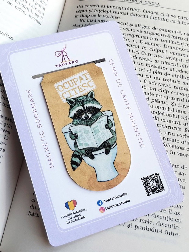 Semn de carte magnetic "Ocupat. Citesc" - Raton la toaleta