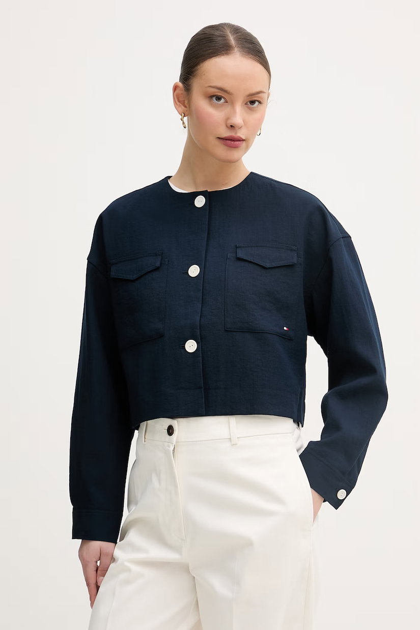 Tommy Hilfiger sacou cu un singur rând de nasturi pentru femei, cu vâscoză