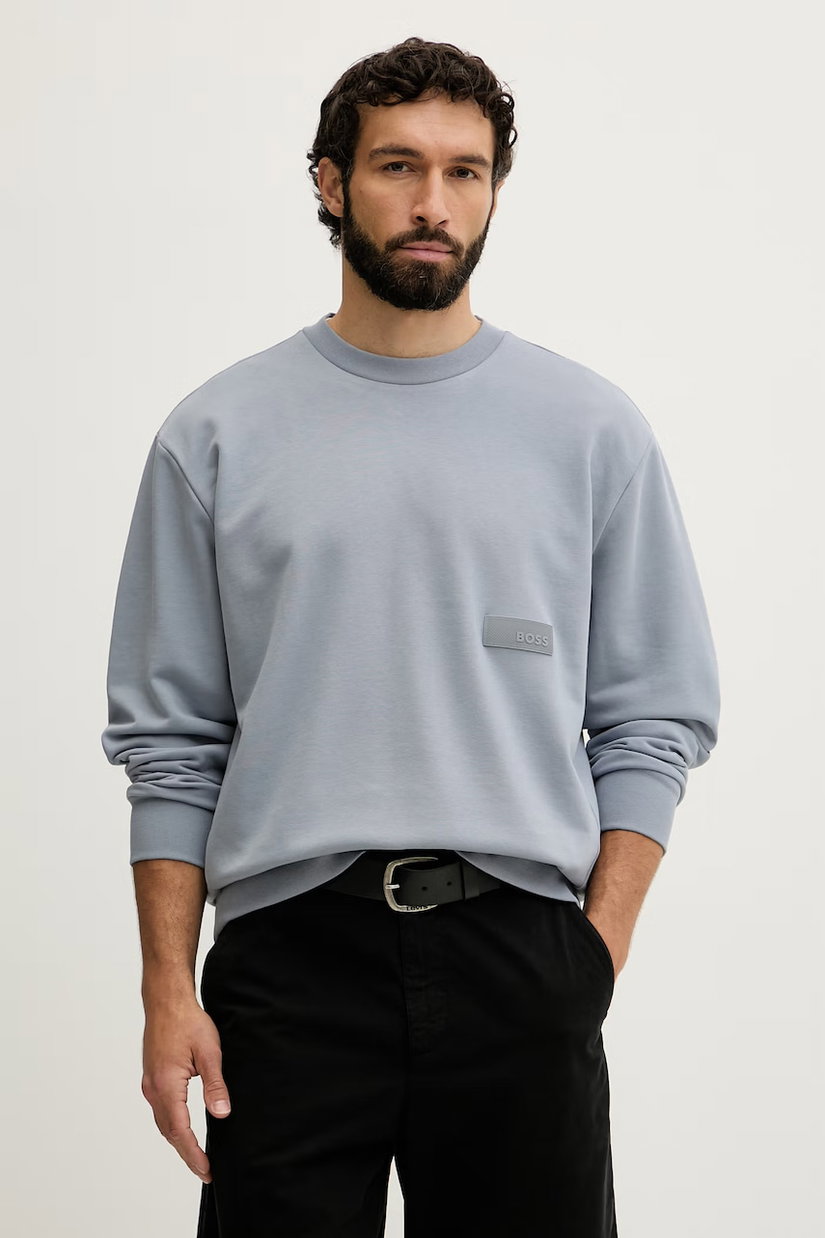 BOSS Green hanorac pentru bărbați, cu bumbac SW_Crewneck