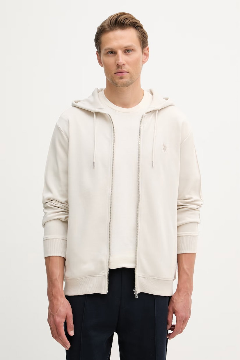 U.S. Polo Assn. hanorac cu fermoar și glugă pentru bărbați, cu bumbac DHM Interlock Zip