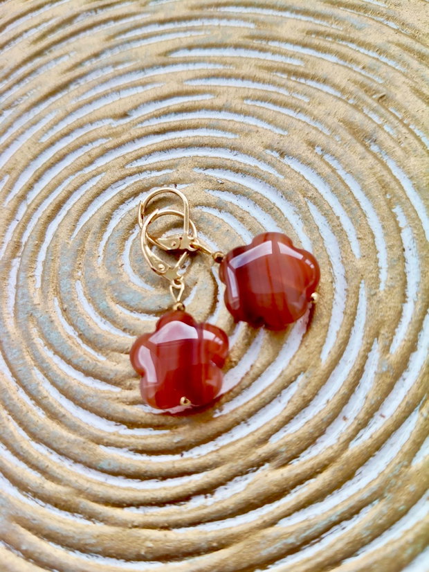 Set Colier și cercei flori Agate & granat