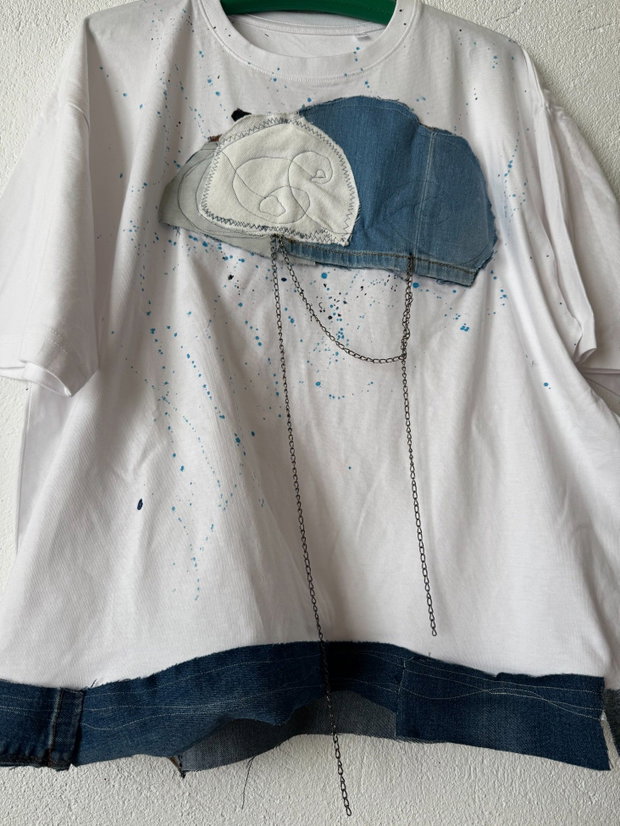 Tricou oversized Reinventat cu materiale recilate din jeans
