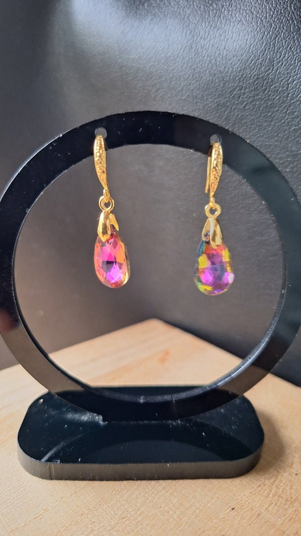 Cercei Picături din Cristal Irizat cu Reflexii Multicolore