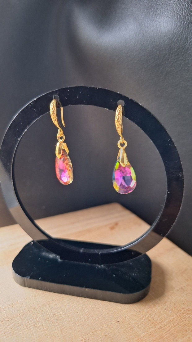 Cercei Picături din Cristal Irizat cu Reflexii Multicolore
