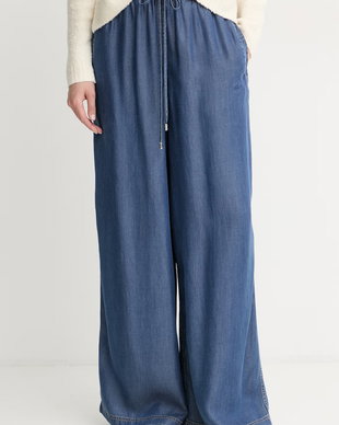 BOSS Orange pantaloni wide leg pentru femei din lyocell C_Tanella