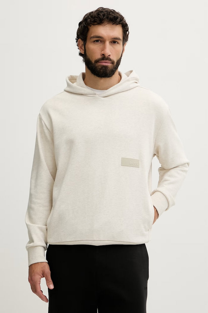 BOSS Green hanorac cu glugă pentru bărbați cu bumbac SW_Hoodie