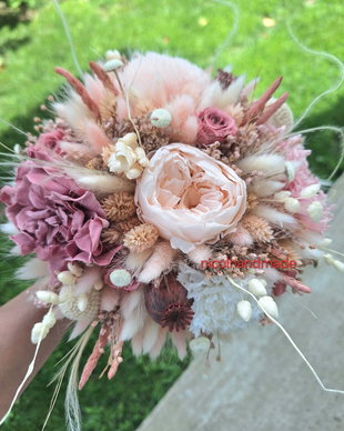 Buchet mireasa roz pudra