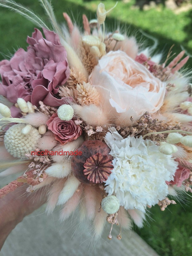 Buchet mireasa roz pudra