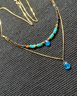 Colier vermeil diamant brut opal de foc Paraiba apatit brioleta lant argint placat cu aur minimalist boho chic trendy