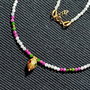 Colier vermeil diopsid rubin piatra lunii charm argint placat cu aur turmalina multicolor minimalist boho chic trendy