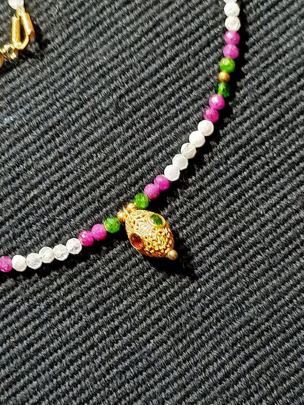 Colier vermeil diopsid rubin piatra lunii charm argint placat cu aur turmalina multicolor minimalist boho chic trendy