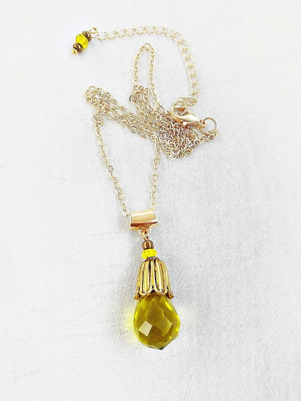 pandant cristal brioleta verde peridot