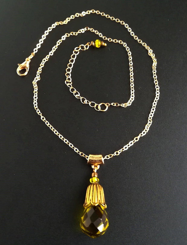pandant cristal brioleta verde peridot
