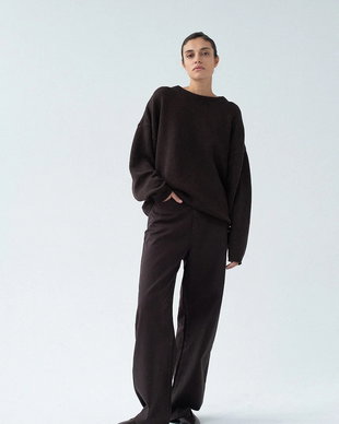 Muuv. pantaloni wide leg pentru femei, din bumbac cu elastan FIGEE