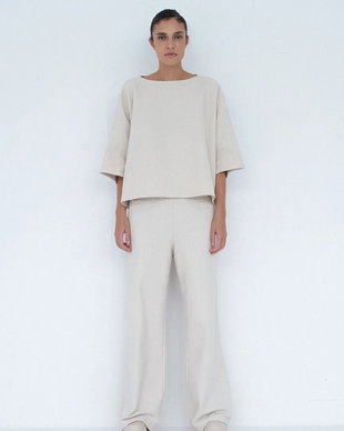 Muuv. pantaloni wide leg pentru femei, din bumbac MOAI
