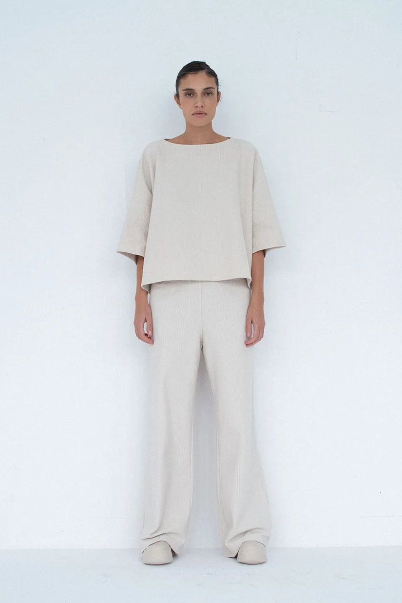 Muuv. pantaloni wide leg pentru femei, din bumbac MOAI