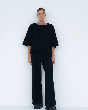 Muuv. pantaloni wide leg pentru femei, din bumbac MOAI