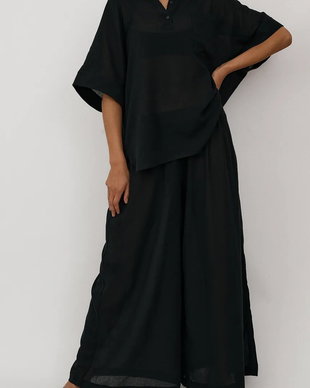 Muuv. pantaloni wide leg pentru femei, din bumbac NOCHE