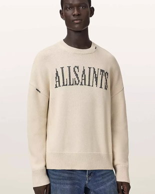 AllSaints hanorac oversized pentru bărbați, din bumbac CROSSED