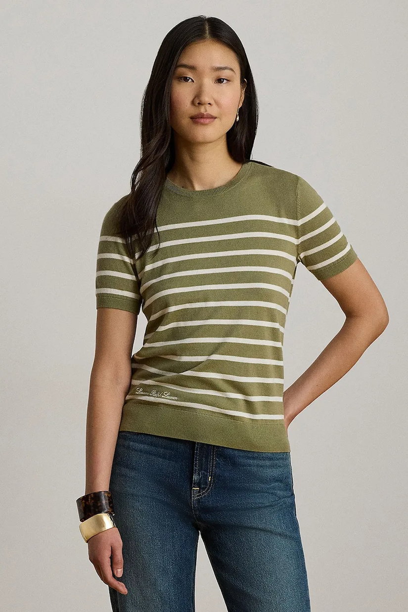 Lauren Ralph Lauren pulover cu mânecă scurtă pentru femei, cu modal