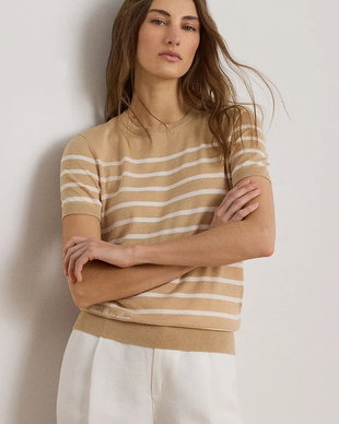 Lauren Ralph Lauren pulover cu mânecă scurtă pentru femei, cu modal